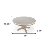 homeroots living room 38" Beige And Off White Genuine Marble Round Distressed Coffee Table  homeroots living room 38" Beige And Off White Genuine Marble Round Distressed Coffee Table