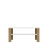 homeroots living room 35" White Natural Rectangular Coffee Table With Shelf 
