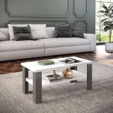homeroots living room 35" White Brown Rectangular Coffee Table With Shelf  homeroots living room 35" White Brown Rectangular Coffee Table With Shelf