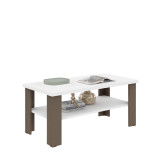 homeroots living room 35" White Brown Rectangular Coffee Table With Shelf  homeroots living room 35" White Brown Rectangular Coffee Table With Shelf