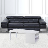 homeroots living room 47" Chrome And White Rectangular Coffee Table With Shelf 