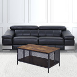 homeroots living room 41" Black And Antique Oak Rectangular Coffee Table With Shelf  homeroots living room 41" Black And Antique Oak Rectangular Coffee Table With Shelf