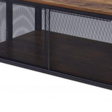 homeroots living room 41" Black And Antique Oak Rectangular Coffee Table With Shelf  homeroots living room 41" Black And Antique Oak Rectangular Coffee Table With Shelf