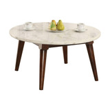 homeroots living room 36" Walnut And Marble Faux Marble Round Coffee Table  homeroots living room 36" Walnut And Marble Faux Marble Round Coffee Table