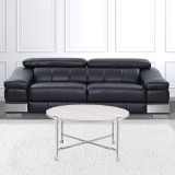 homeroots living room 36" Chrome And White Oak Round Coffee Table  homeroots living room 36" Chrome And White Oak Round Coffee Table