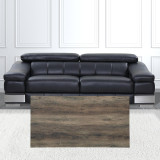 homeroots living room 42" Black And Rustic Oak Rectangular Coffee Table With Two Shelves  homeroots living room 42" Black And Rustic Oak Rectangular Coffee Table With Two Shelves