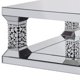homeroots living room 40" Silver Mirrored Square Mirrored Coffee Table  homeroots living room 40" Silver Mirrored Square Mirrored Coffee Table