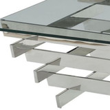 homeroots living room 41" Chrome And Clear Glass Square Coffee Table  homeroots living room 41" Chrome And Clear Glass Square Coffee Table