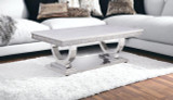 homeroots living room 51" Silver And White Artificial Marble Rectangular Mirrored Coffee Table  homeroots living room 51" Silver And White Artificial Marble Rectangular Mirrored Coffee Table