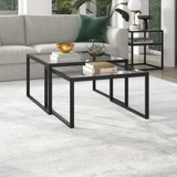 homeroots living room Set Of Two 30" Black Glass Square Nested Coffee Tables  homeroots living room Set Of Two 30" Black Glass Square Nested Coffee Tables