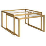 homeroots living room Set Of Two 30" Gold Glass Nested Coffee Tables 