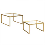 homeroots living room Set Of Two 30" Gold Glass Nested Coffee Tables  homeroots living room Set Of Two 30" Gold Glass Nested Coffee Tables