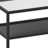 homeroots living room 45" Black Glass Rectangular Coffee Table With Shelf  homeroots living room 45" Black Glass Rectangular Coffee Table With Shelf