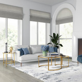 homeroots living room Set Of Two 36" Gold and Glass Round Nested Coffee Tables  homeroots living room Set Of Two 36" Gold and Glass Round Nested Coffee Tables