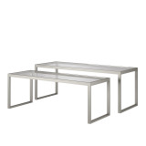 homeroots living room Set Of Two 46" Silver Glass Rectangular Nested Coffee Tables  homeroots living room Set Of Two 46" Silver Glass Rectangular Nested Coffee Tables