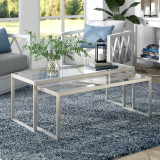 homeroots living room Set Of Two 46" Silver Glass Rectangular Nested Coffee Tables  homeroots living room Set Of Two 46" Silver Glass Rectangular Nested Coffee Tables