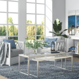 homeroots living room Set Of Two 46" Silver Glass Rectangular Nested Coffee Tables  homeroots living room Set Of Two 46" Silver Glass Rectangular Nested Coffee Tables