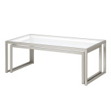 homeroots living room Set Of Two 46" Silver Glass Rectangular Nested Coffee Tables  homeroots living room Set Of Two 46" Silver Glass Rectangular Nested Coffee Tables