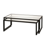 homeroots living room Set Of Two 46" Black Glass Rectangular Nested Coffee Tables  homeroots living room Set Of Two 46" Black Glass Rectangular Nested Coffee Tables