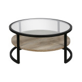 homeroots living room 34" Black Glass Round Coffee Table With Shelf  homeroots living room 34" Black Glass Round Coffee Table With Shelf