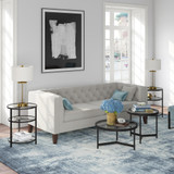 homeroots living room Set Of Two 30" Black Glass Round Nested Coffee Tables  homeroots living room Set Of Two 30" Black Glass Round Nested Coffee Tables