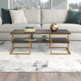 homeroots living room 45" Gold and Brown Rectangular Coffee Table With Shelf  homeroots living room 45" Gold and Brown Rectangular Coffee Table With Shelf