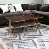 homeroots living room 45" Gold and Brown Rectangular Coffee Table With Shelf  homeroots living room 45" Gold and Brown Rectangular Coffee Table With Shelf