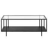 homeroots living room 45" Black And Clear Glass Rectangular Coffee Table With Shelf  homeroots living room 45" Black And Clear Glass Rectangular Coffee Table With Shelf