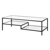homeroots living room 54" Black and Glass Rectangular Coffee Table With Two Shelves  homeroots living room 54" Black and Glass Rectangular Coffee Table With Two Shelves
