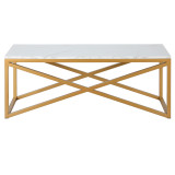 homeroots living room 46" Gold and White Faux Marble Rectangular Coffee Table  homeroots living room 46" Gold and White Faux Marble Rectangular Coffee Table