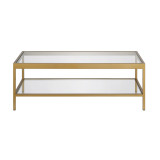 homeroots living room 45" Gold and Glass Rectangular Coffee Table With Shelf  homeroots living room 45" Gold and Glass Rectangular Coffee Table With Shelf