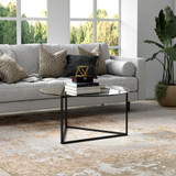 homeroots living room 35" Black and Glass Round Coffee Table  homeroots living room 35" Black and Glass Round Coffee Table