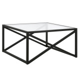 homeroots living room 32" Black Glass Square Coffee Table 