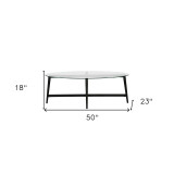 homeroots living room 50" Black And Clear Glass Oval Coffee Table  homeroots living room 50" Black And Clear Glass Oval Coffee Table