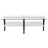 homeroots living room 47" Black Glass Rectangular Coffee Table With Shelf  homeroots living room 47" Black Glass Rectangular Coffee Table With Shelf