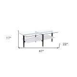 homeroots living room 47" Black Glass Rectangular Coffee Table With Shelf  homeroots living room 47" Black Glass Rectangular Coffee Table With Shelf