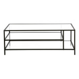 homeroots living room 46" Black Glass Rectangular Coffee Table With Two Shelves  homeroots living room 46" Black Glass Rectangular Coffee Table With Two Shelves