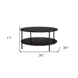 homeroots living room 36" Black Glass Round Coffee Table With Shelf - CP-HMEROOTS-520980  homeroots living room 36" Black Glass Round Coffee Table With Shelf - CP-HMEROOTS-520980