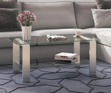 homeroots living room 40" Silver Glass Rectangular Coffee Table With Shelf  homeroots living room 40" Silver Glass Rectangular Coffee Table With Shelf