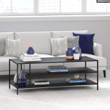 homeroots living room 46" Black Steel Rectangular Coffee Table With Two Shelves  homeroots living room 46" Black Steel Rectangular Coffee Table With Two Shelves