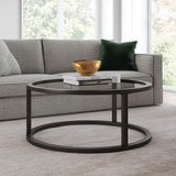 homeroots living room 35" Black Glass Round Coffee Table  homeroots living room 35" Black Glass Round Coffee Table