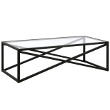homeroots living room 54" Black Glass Rectangular Coffee Table 