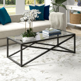 homeroots living room 54" Black Glass Rectangular Coffee Table  homeroots living room 54" Black Glass Rectangular Coffee Table