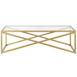 homeroots living room 54" Gold Glass Rectangular Coffee Table  homeroots living room 54" Gold Glass Rectangular Coffee Table