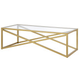 homeroots living room 54" Gold Glass Rectangular Coffee Table  homeroots living room 54" Gold Glass Rectangular Coffee Table