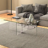 homeroots living room 24" Clear Glass Rectangular Coffee Table  homeroots living room 24" Clear Glass Rectangular Coffee Table