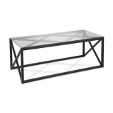 homeroots living room 46" Black Glass Rectangular Coffee Table 