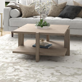 homeroots living room 35" Gray Manufactured Wood Square Coffee Table With Shelf  homeroots living room 35" Gray Manufactured Wood Square Coffee Table With Shelf