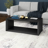 homeroots living room 48" Black Manufactured Wood Rectangular Coffee Table With Shelf  homeroots living room 48" Black Manufactured Wood Rectangular Coffee Table With Shelf