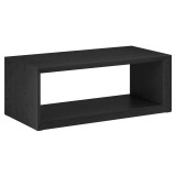 homeroots living room 48" Black Manufactured Wood Rectangular Coffee Table With Shelf 